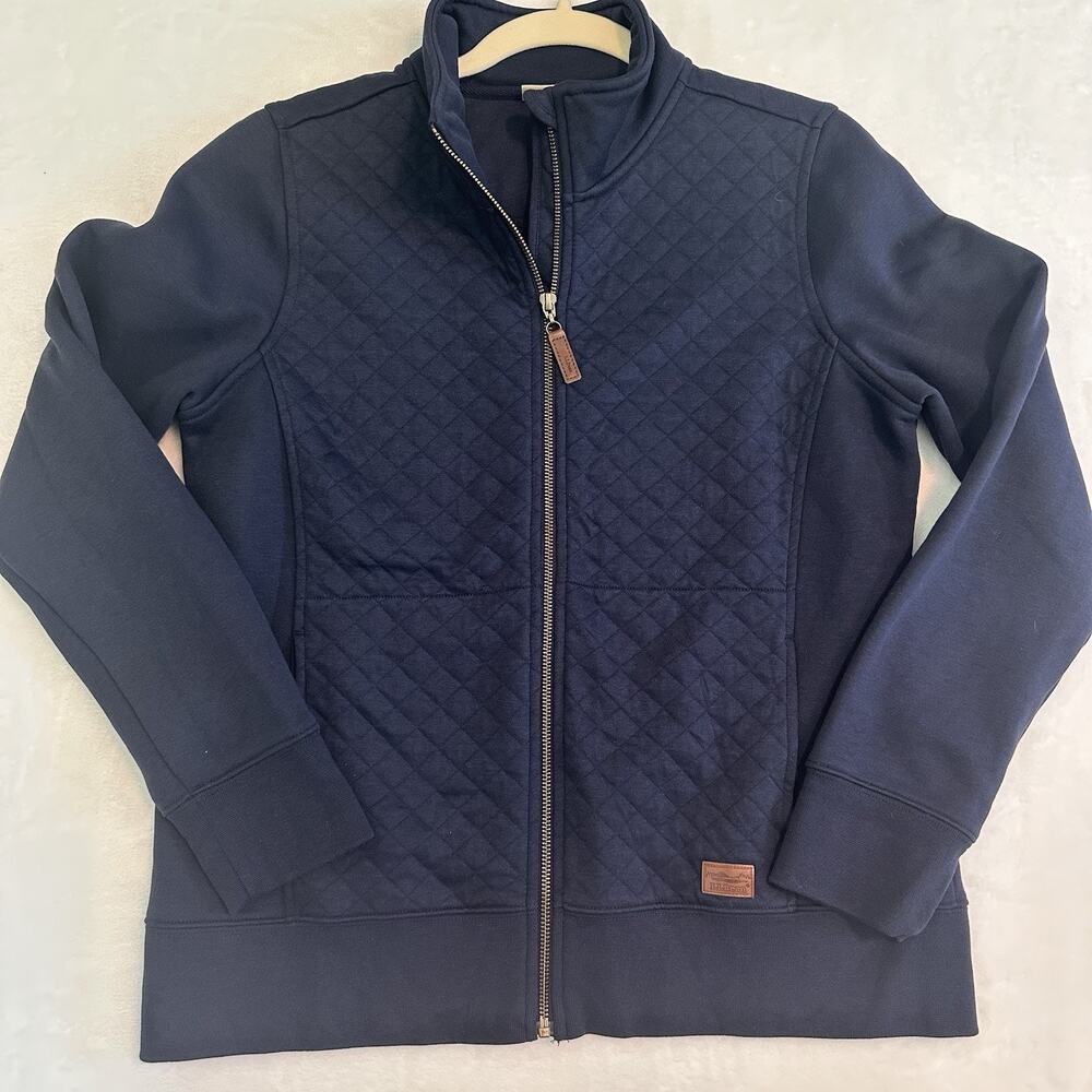 L.L.Bean Women’s M Petite Navy Quilted Full Zip Sweatshirt Jacket 510140